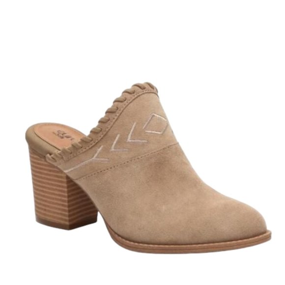 Sofft Euro Soft Sandy Tan Suede Block Heel Clogs Slip On Mules Size 10M - Picture 16 of 16